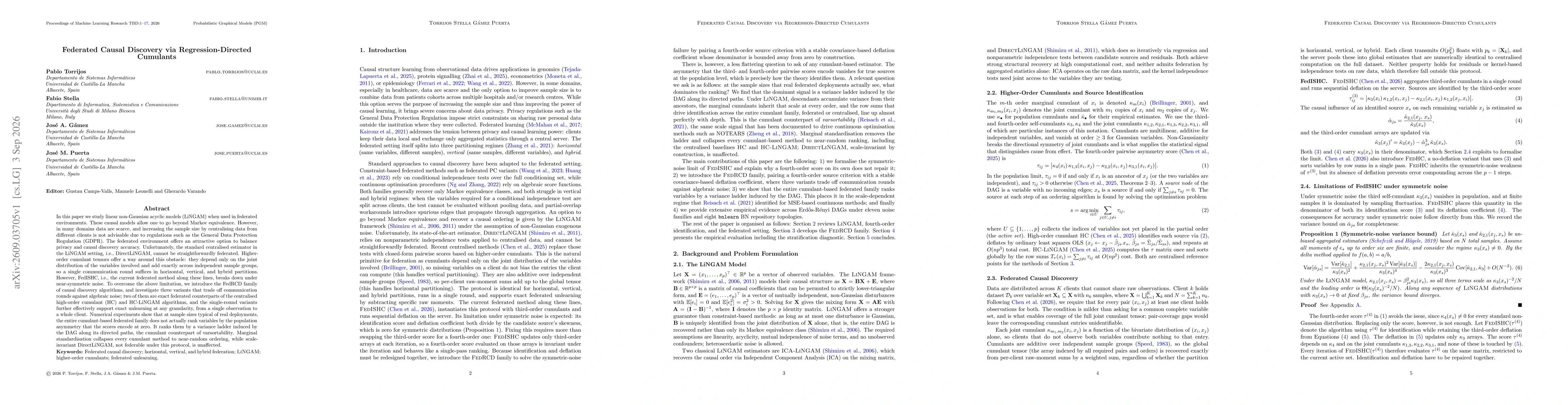 Thumbnail for Federated Causal Discovery via Regression-Directed Cumulants
