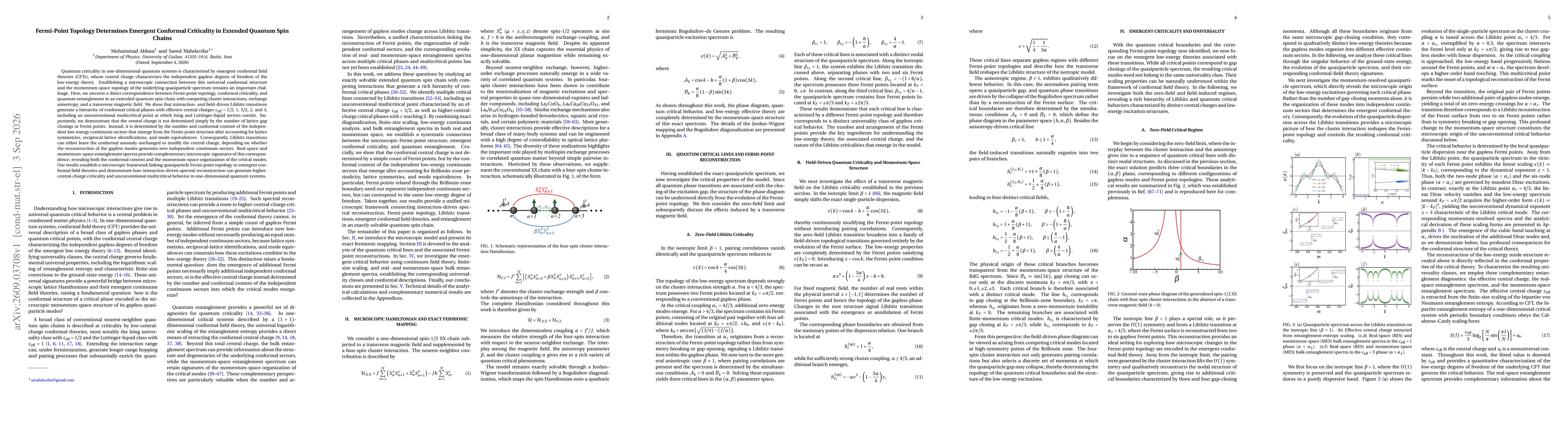 Thumbnail for Fermi-Point Topology Determines Emergent Conformal Criticality in Extended Quantum Spin Chains