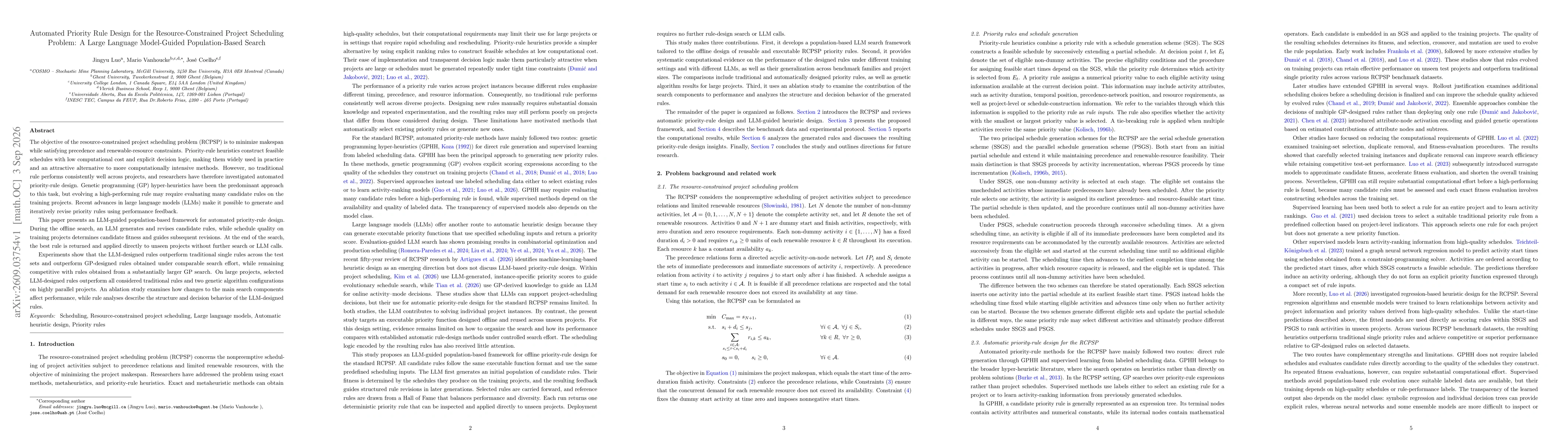 Thumbnail for Automated Priority Rule Design for the Resource-Constrained Project Scheduling Problem: A Large Language Model-Guided Population-Based Search