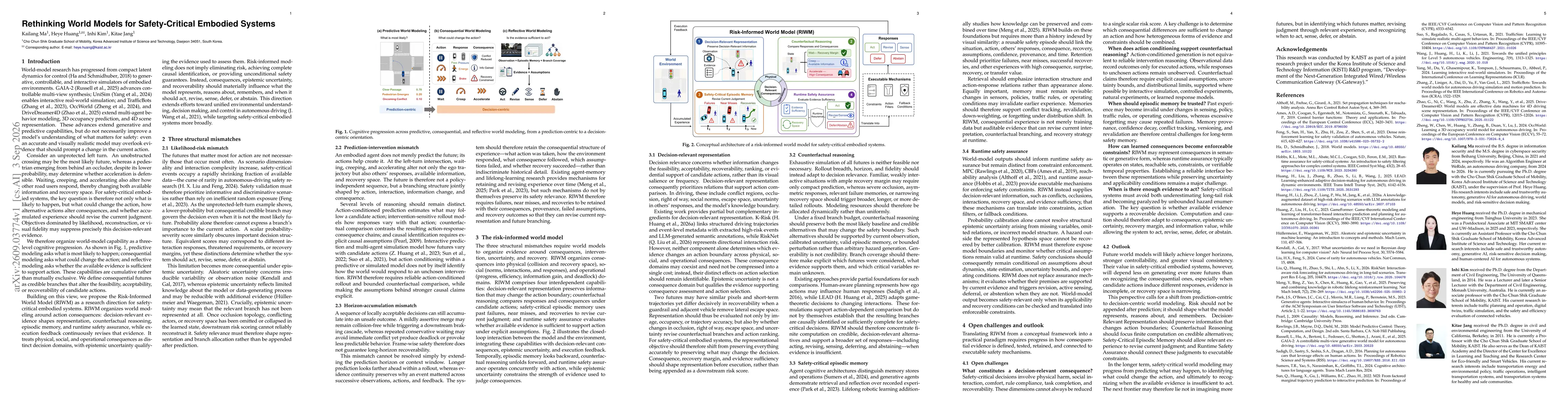 Thumbnail for Rethinking World Models for Safety-Critical Embodied Systems