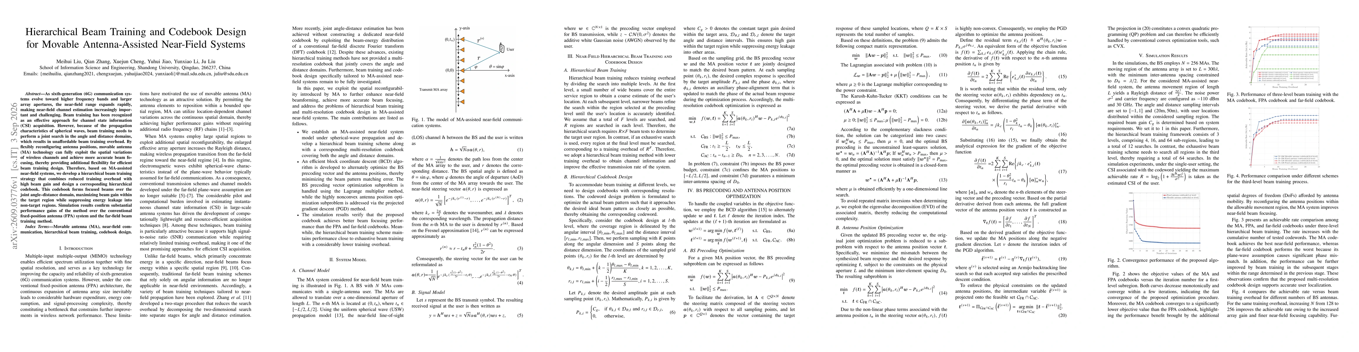 Thumbnail for Hierarchical Beam Training and Codebook Design for Movable Antenna-Assisted Near-Field Systems