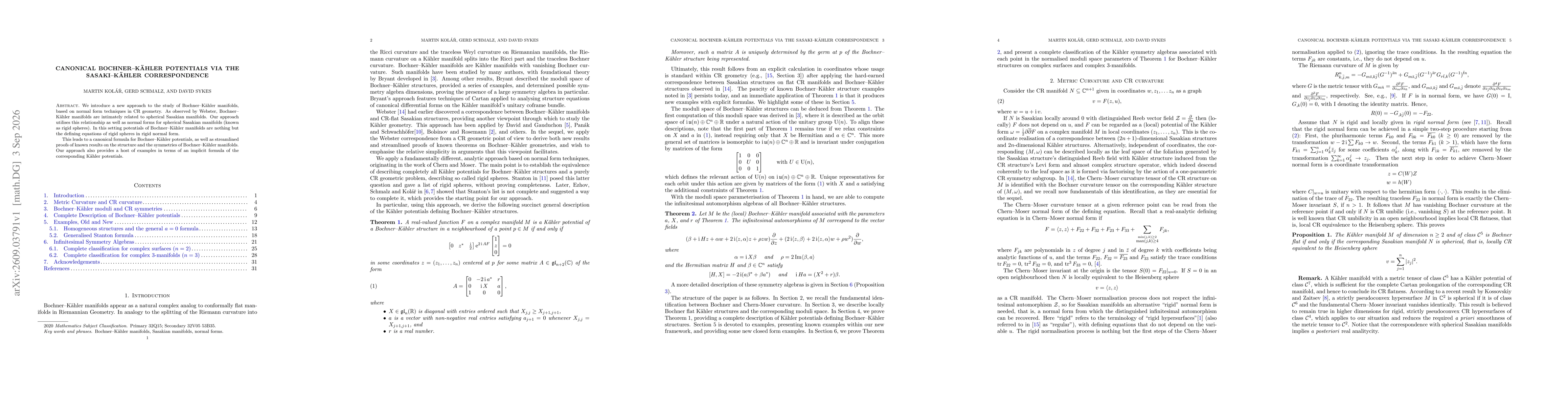 Thumbnail for Canonical Bochner-Kähler potentials via the Sasaki-Kähler correspondence