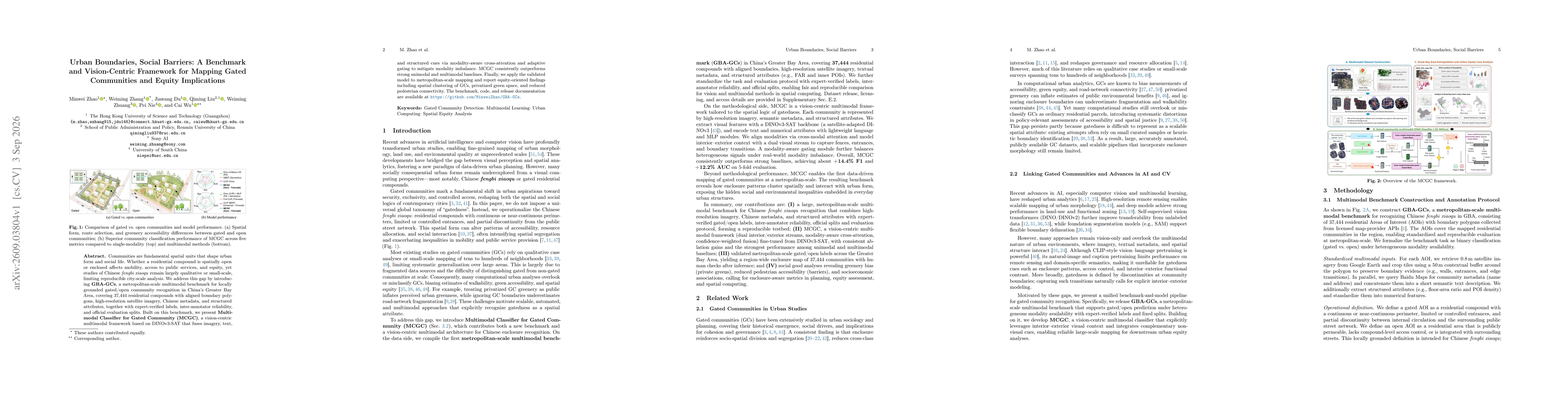 Thumbnail for Urban Boundaries, Social Barriers: A Benchmark and Vision-Centric Framework for Mapping Gated Communities and Equity Implications