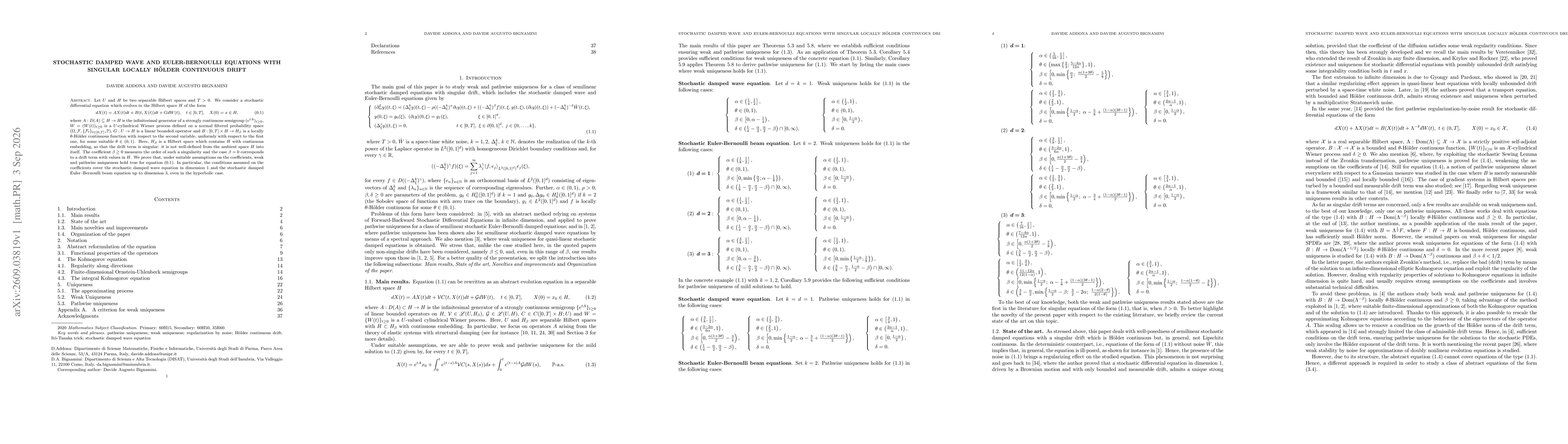 Thumbnail for Stochastic damped wave and Euler-Bernoulli equations with singular locally Hölder continuous drift