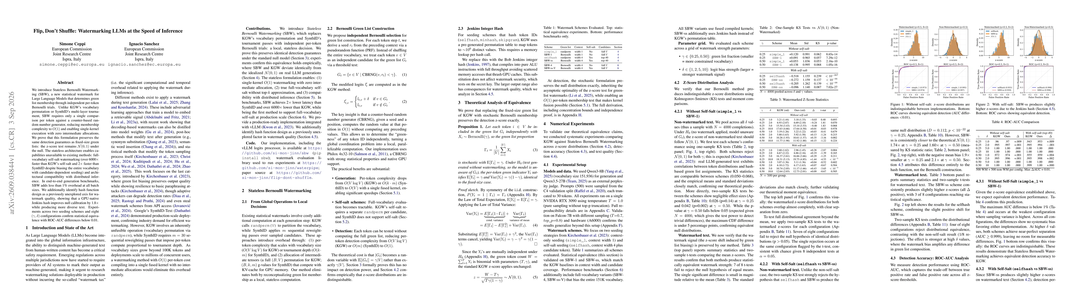 Thumbnail for Flip, Don't Shuffle: Watermarking LLMs at the Speed of Inference
