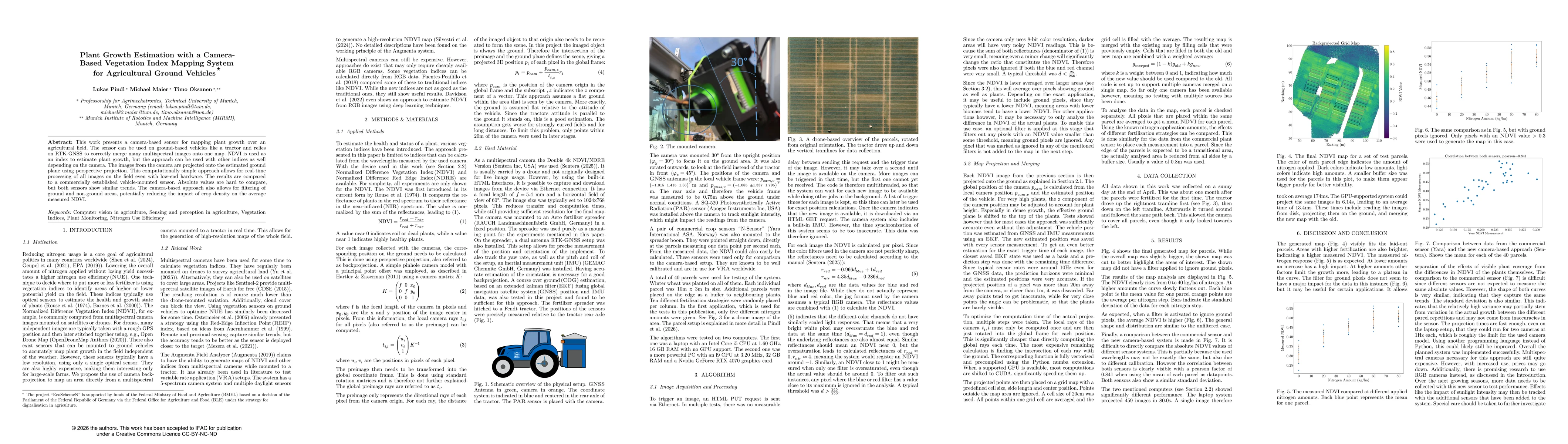 Thumbnail for Plant Growth Estimation with a Camera-Based Vegetation Index Mapping System for Agricultural Ground Vehicles