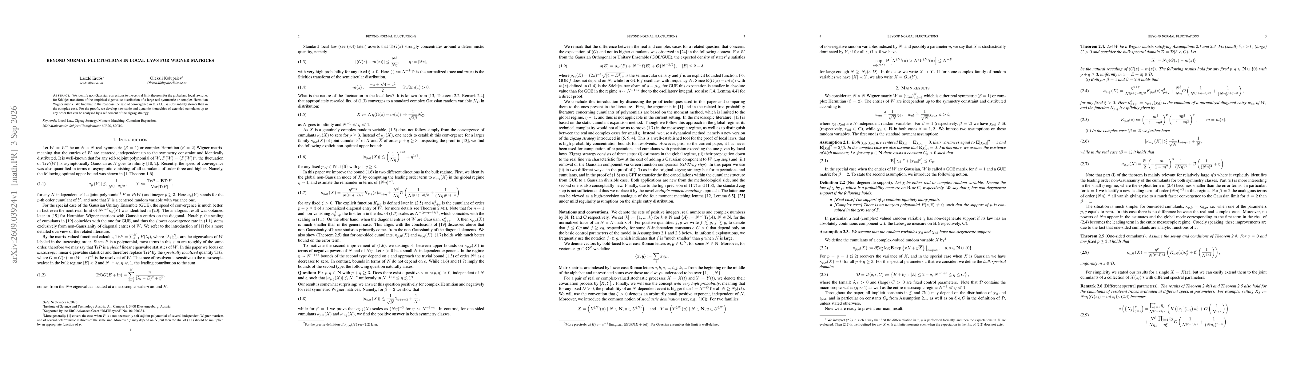 Thumbnail for Beyond normal fluctuations in local laws for Wigner matrices