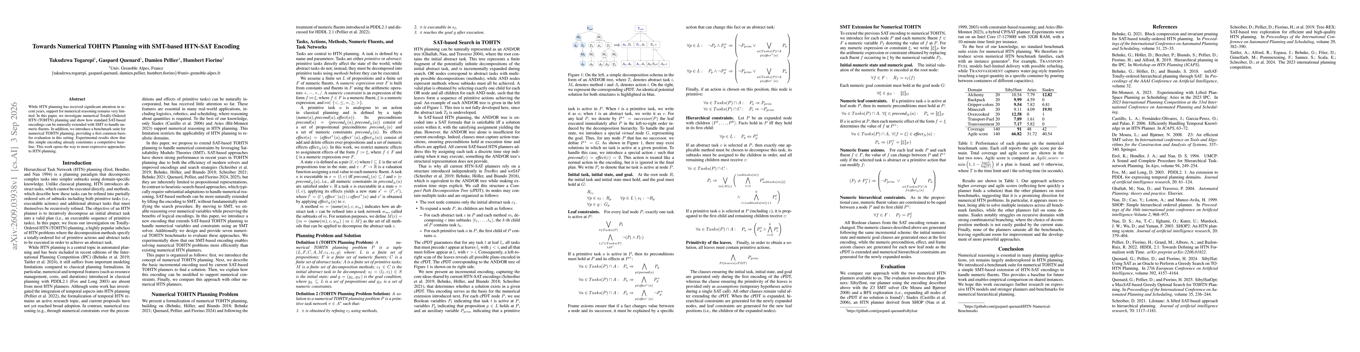 Thumbnail for Towards Numerical TOHTN Planning with SMT-based HTN-SAT Encoding