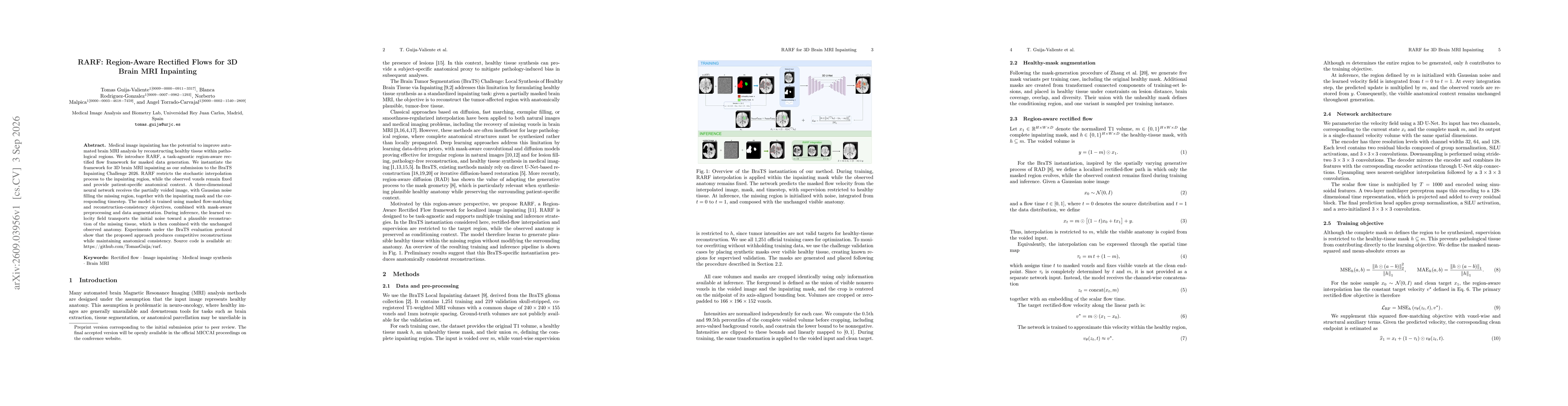 Thumbnail for RARF: Region-Aware Rectified Flows for 3D Brain MRI Inpainting