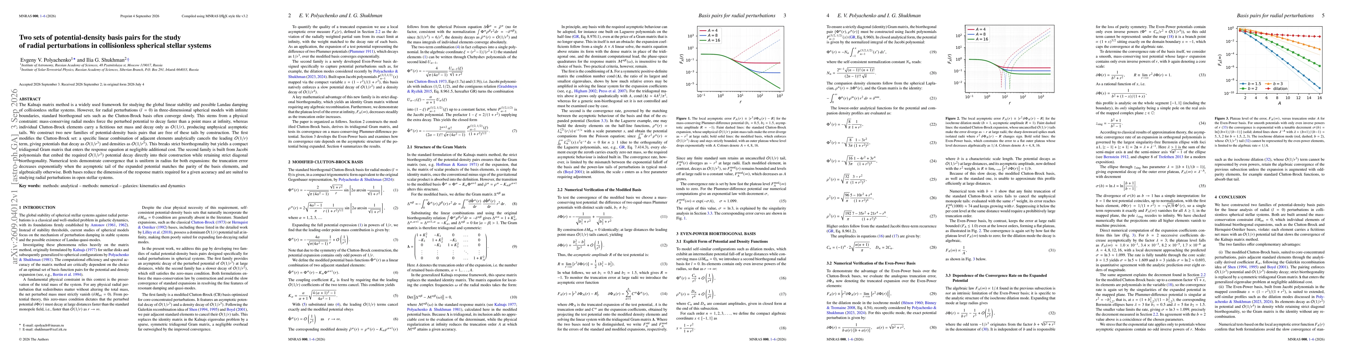 Thumbnail for Two sets of potential-density basis pairs for the study of radial perturbations in collisionless spherical stellar systems