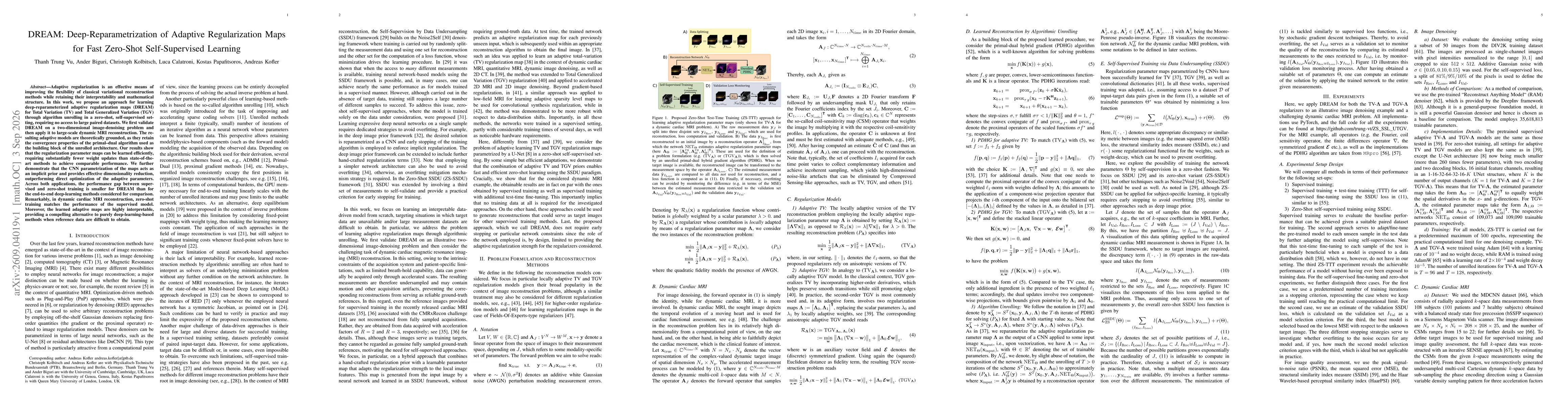 Thumbnail for DREAM: Deep-Reparametrization of Adaptive Regularization Maps for Fast Zero-Shot Self-Supervised Learning