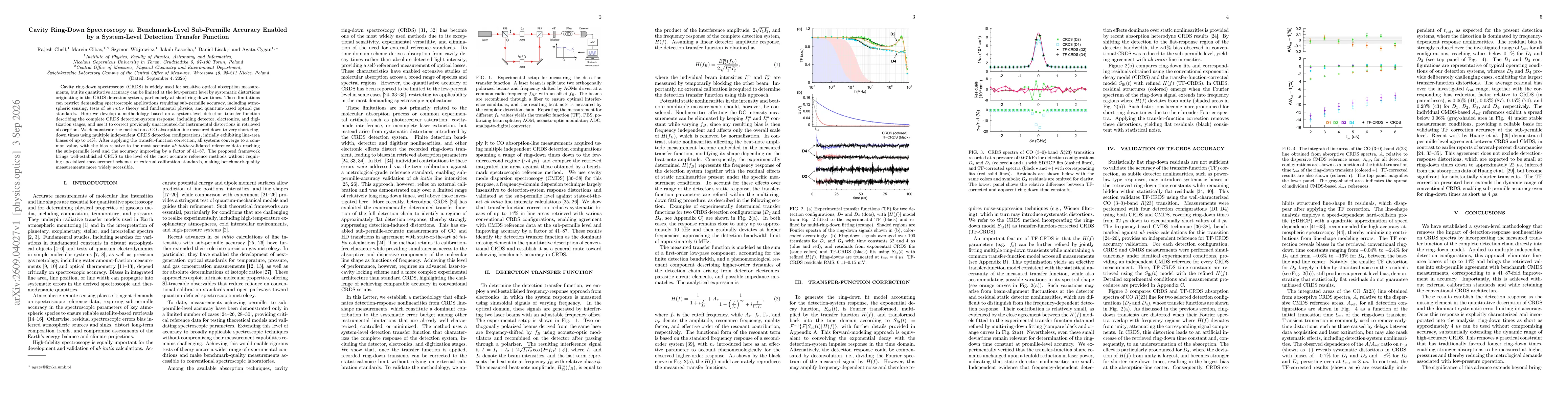 Thumbnail for Cavity Ring-Down Spectroscopy at Benchmark-Level Sub-Permille Accuracy Enabled by a System-Level Detection Transfer Function