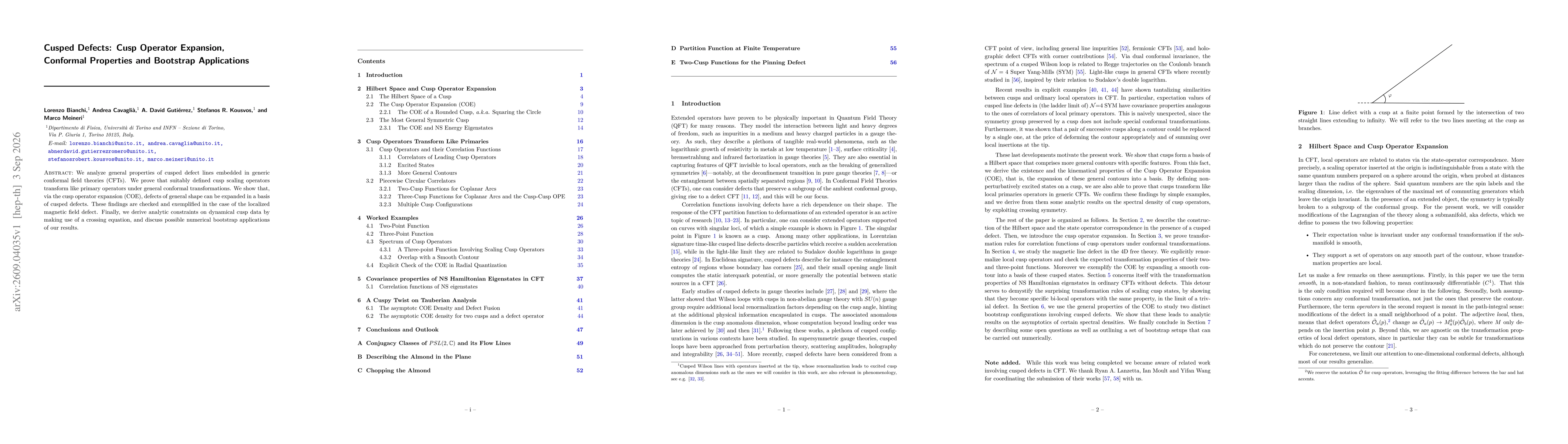 Thumbnail for Cusped Defects: Cusp Operator Expansion, Conformal Properties and Bootstrap Applications