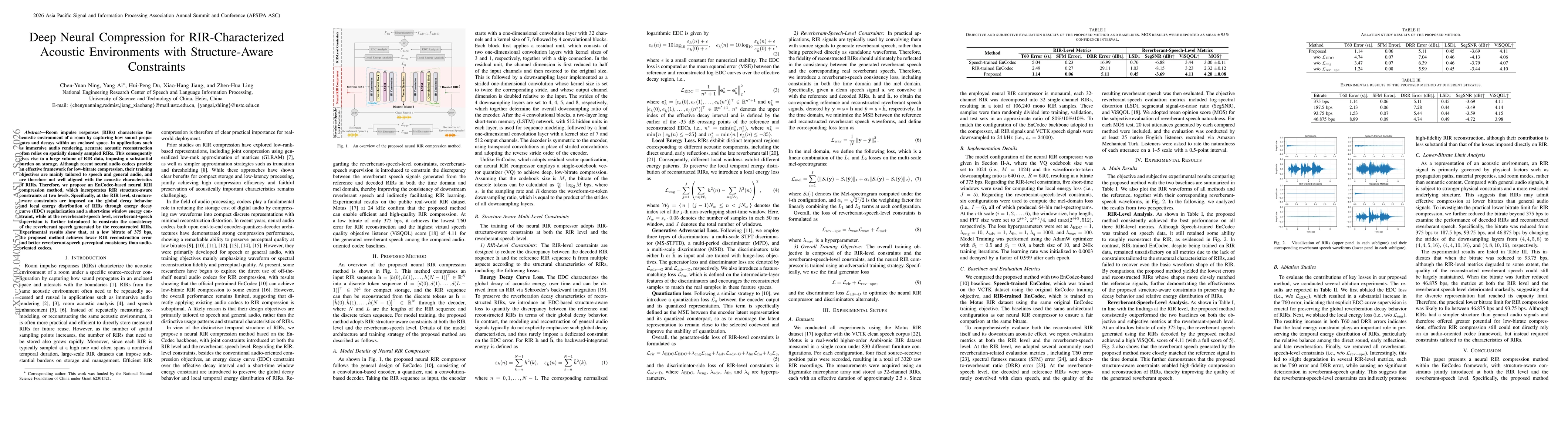 Thumbnail for Deep Neural Compression for RIR-Characterized Acoustic Environments with Structure-Aware Constraints