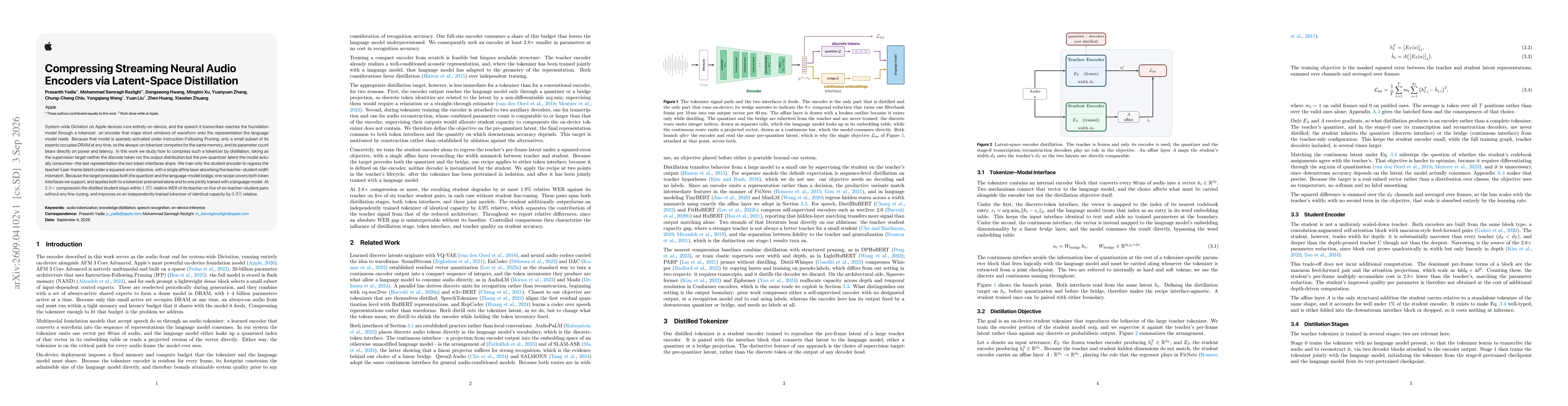 Thumbnail for Compressing Streaming Neural Audio Encoders via Latent-Space Distillation