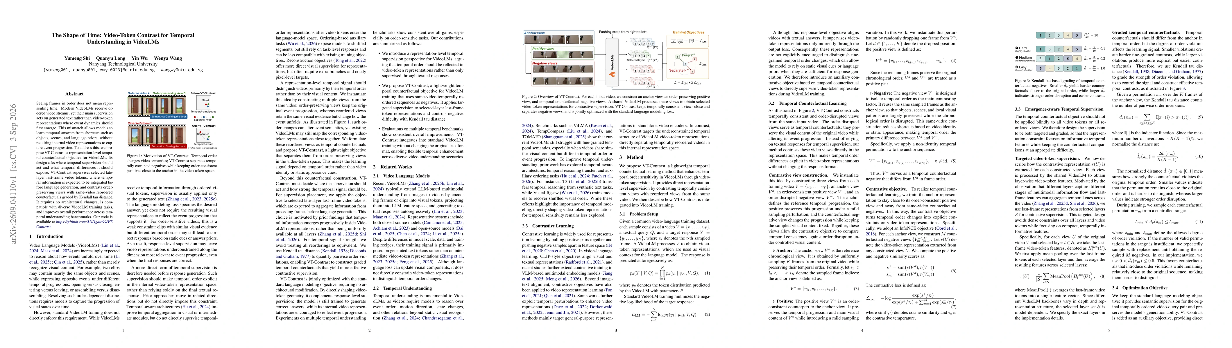Thumbnail for The Shape of Time: Video-Token Contrast for Temporal Understanding in VideoLMs