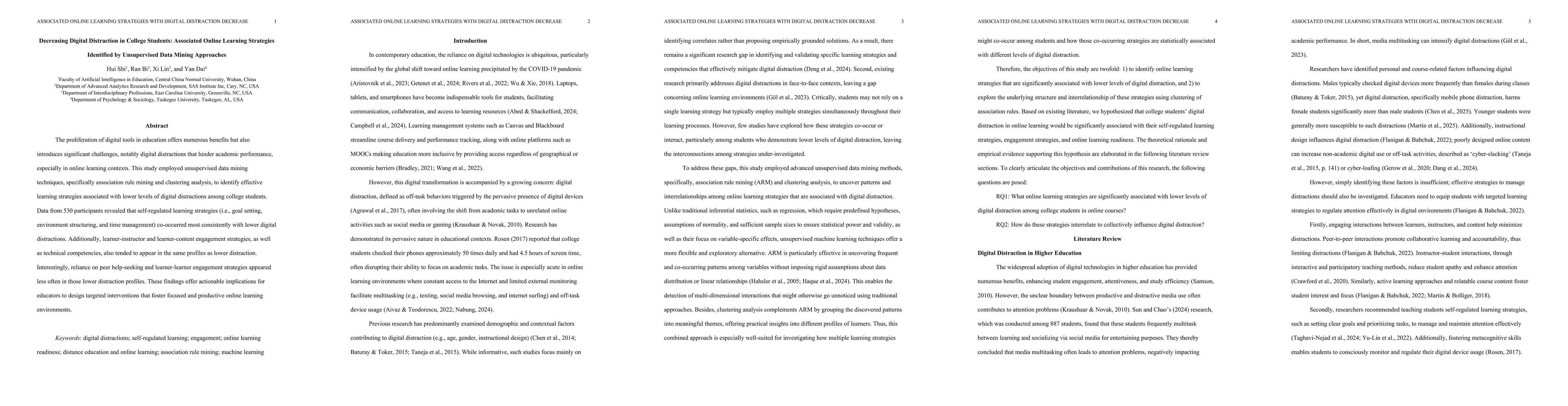 Thumbnail for Decreasing Digital Distraction in College Students: Associated Online Learning Strategies Identified by Unsupervised Data Mining Approaches