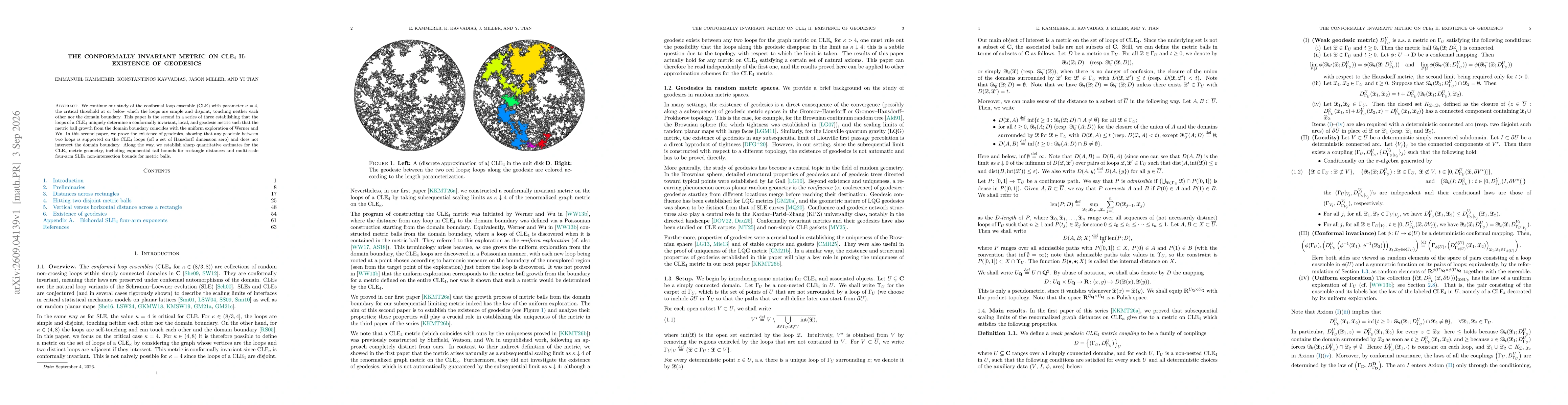 Thumbnail for The conformally invariant metric on CLE$_4$ II: existence of geodesics