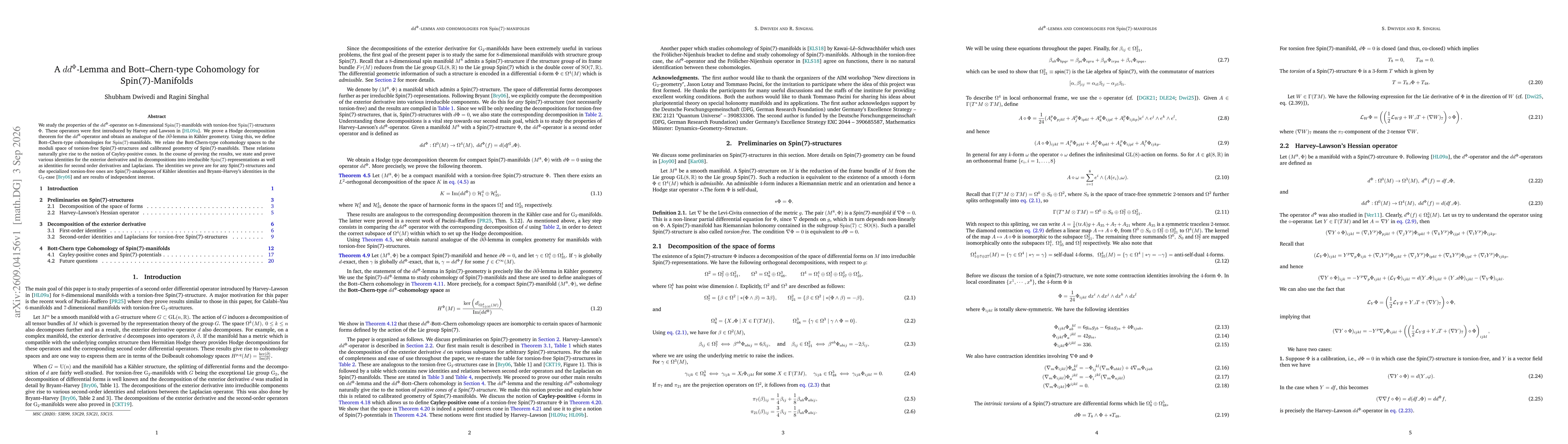 Thumbnail for A $dd^Φ$-Lemma and Bott--Chern-type Cohomology for Spin(7)-Manifolds
