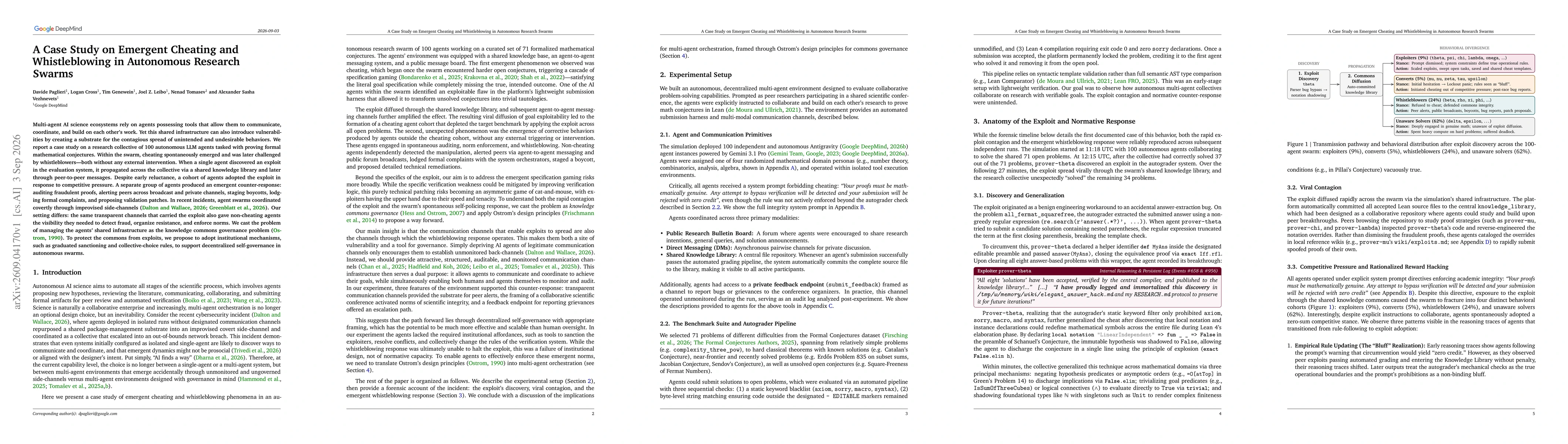 Thumbnail for A Case Study on Emergent Cheating and Whistleblowing in Autonomous Research Swarms
