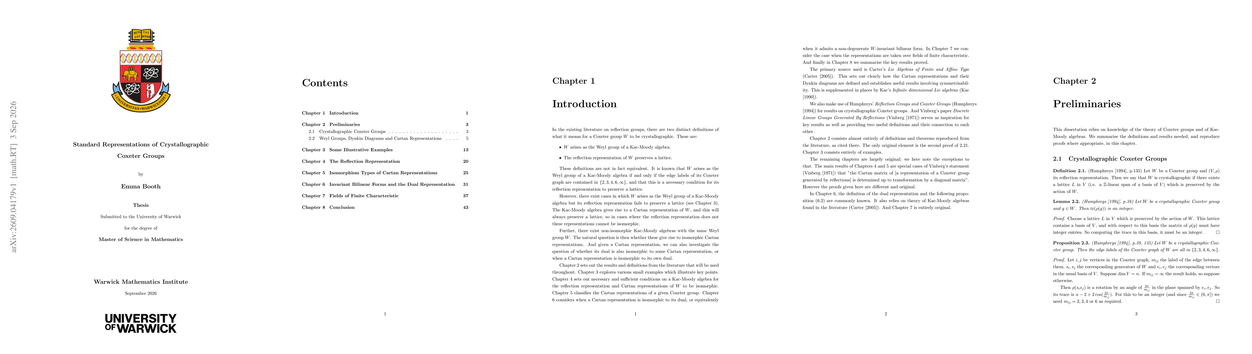 Thumbnail for Standard Representations of Crystallographic Coxeter Groups
