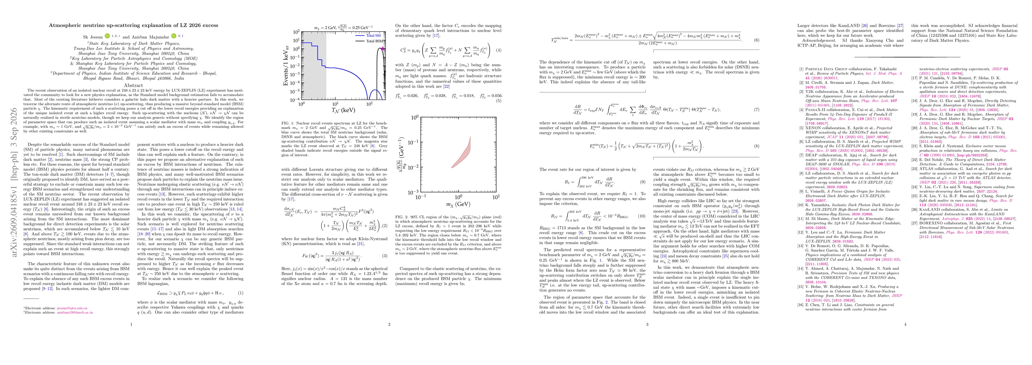 Thumbnail for Atmospheric neutrino up-scattering explanation of LZ 2026 excess