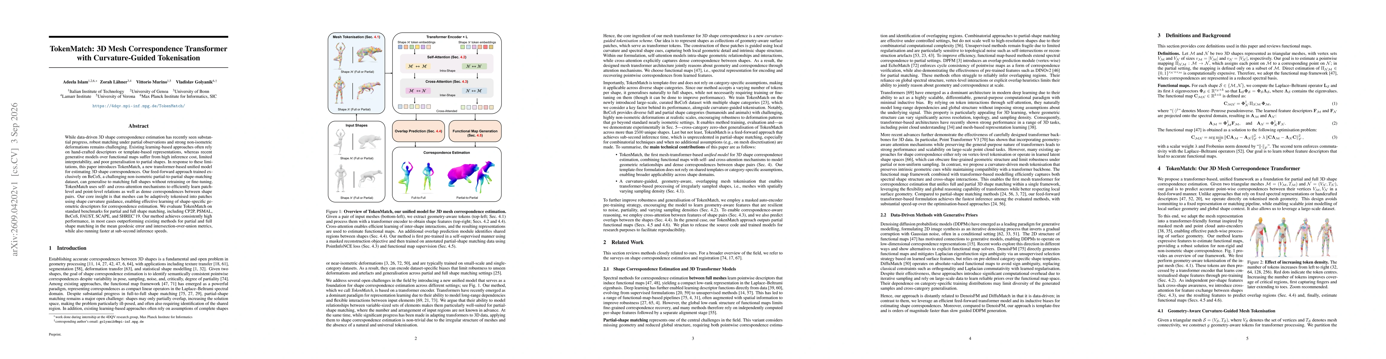 Thumbnail for TokenMatch: 3D Mesh Correspondence Transformer with Curvature-Guided Tokenisation