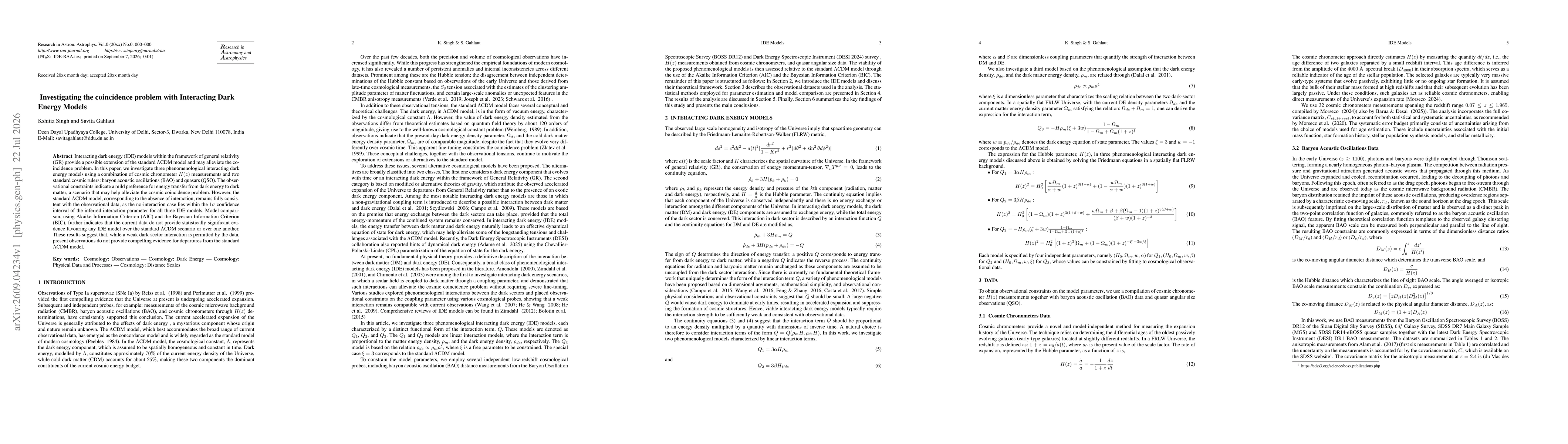 Thumbnail for Investigating the coincidence problem with Interacting Dark Energy Models