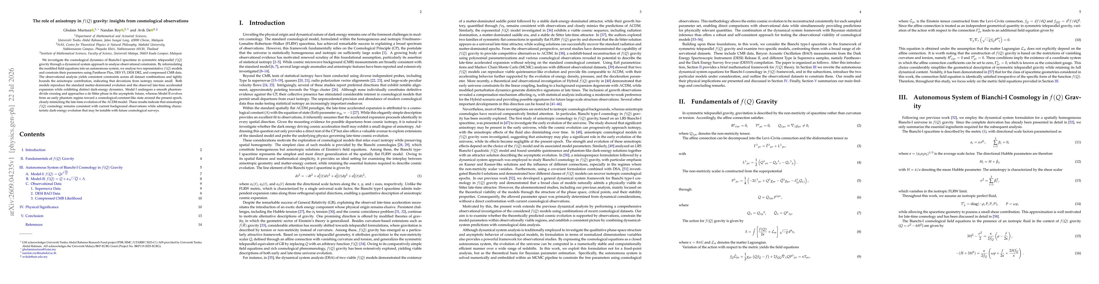 Thumbnail for The role of anisotropy in $f(Q)$ gravity: insights from cosmological observations