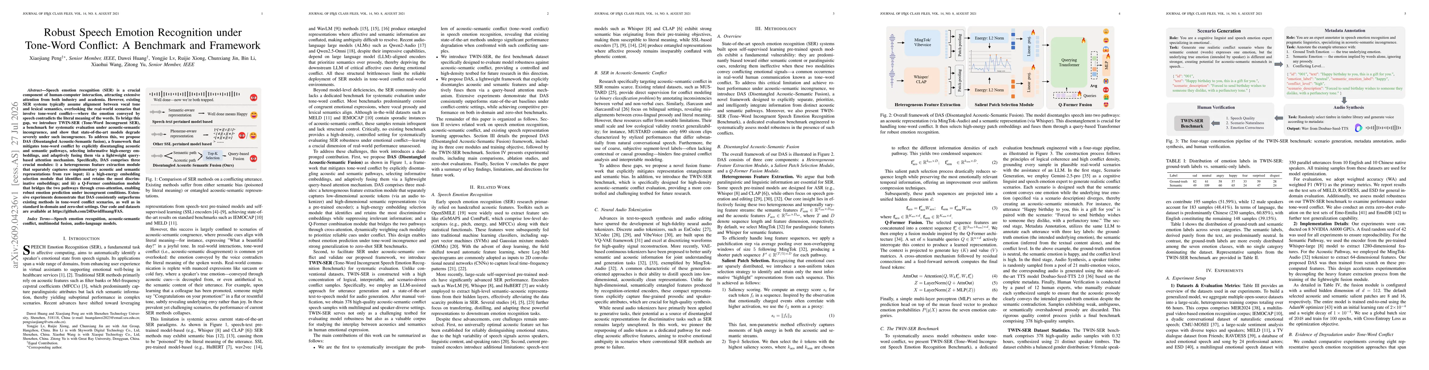 Thumbnail for Robust Speech Emotion Recognition under Tone-Word Conflict: A Benchmark and Framework