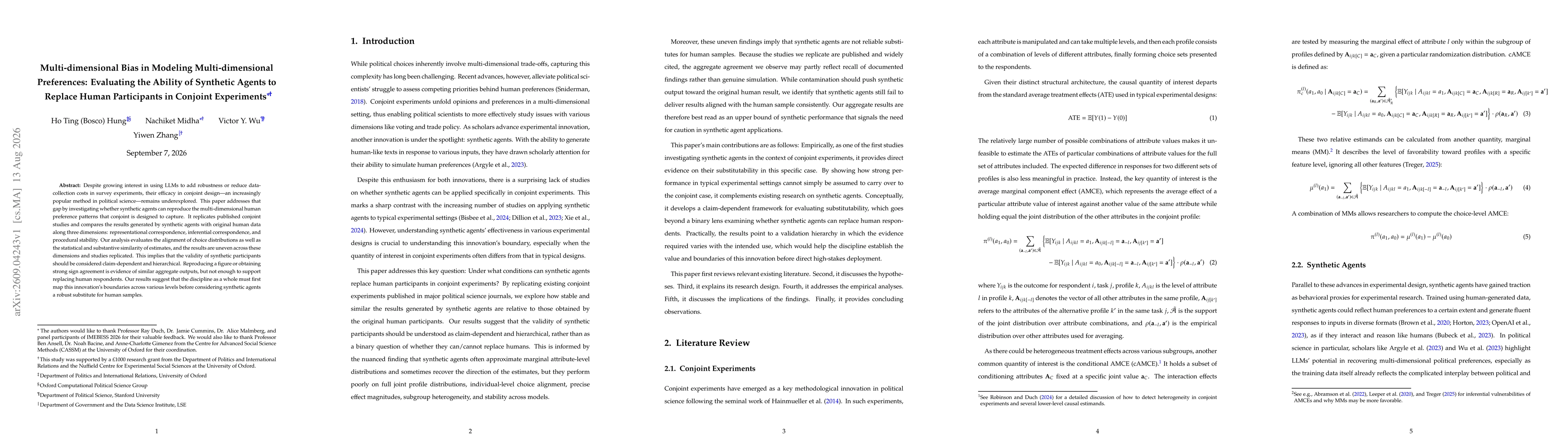 Thumbnail for Multi-dimensional Bias in Modeling Multi-dimensional Preferences: Evaluating the Ability of Synthetic Agents to Replace Human Participants in Conjoint Experiments