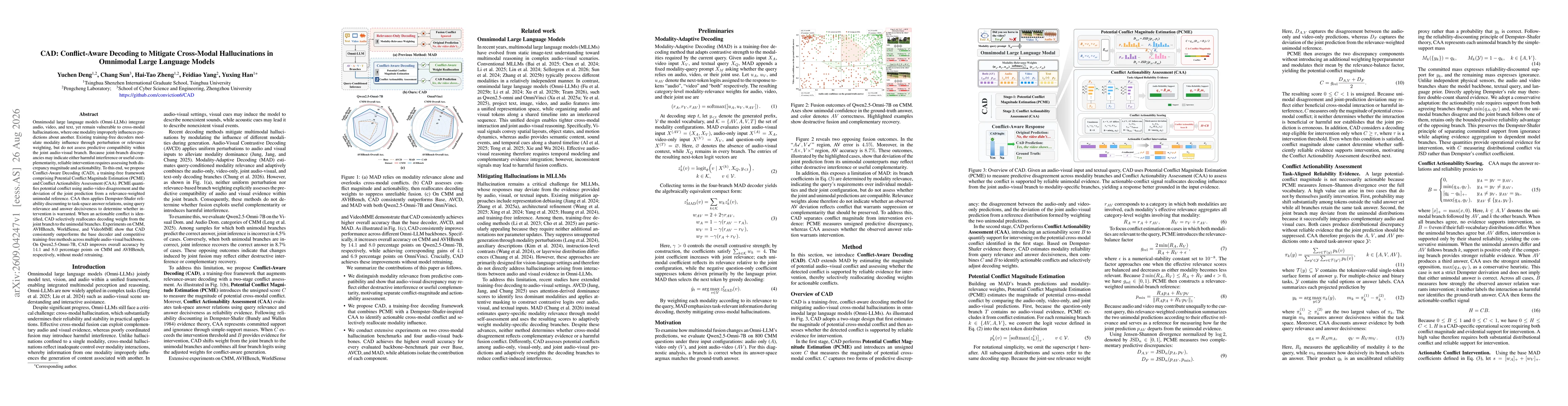 Thumbnail for CAD: Conflict-Aware Decoding to Mitigate Cross-Modal Hallucinations in Omnimodal Large Language Models