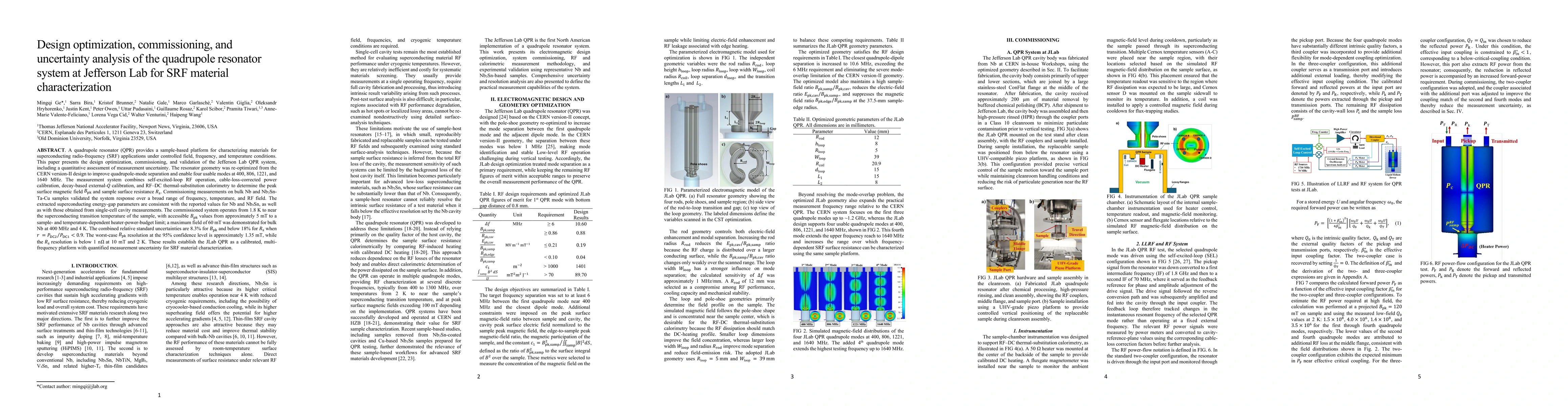 Thumbnail for Design optimization, commissioning, and uncertainty analysis of the quadrupole resonator system at Jefferson Lab for SRF material characterization