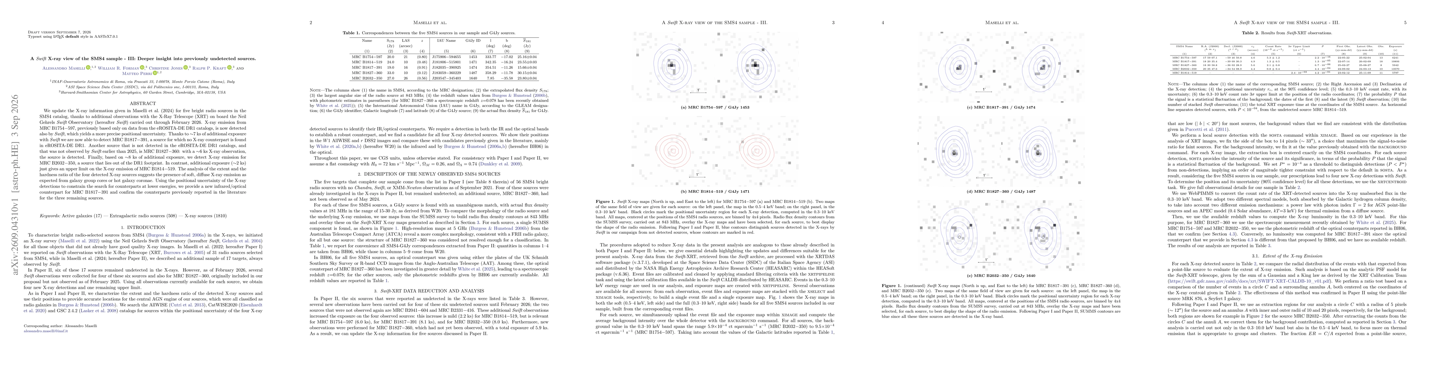 Thumbnail for A Swift X-ray view of the SMS4 sample - III: Deeper insight into previously undetected sources
