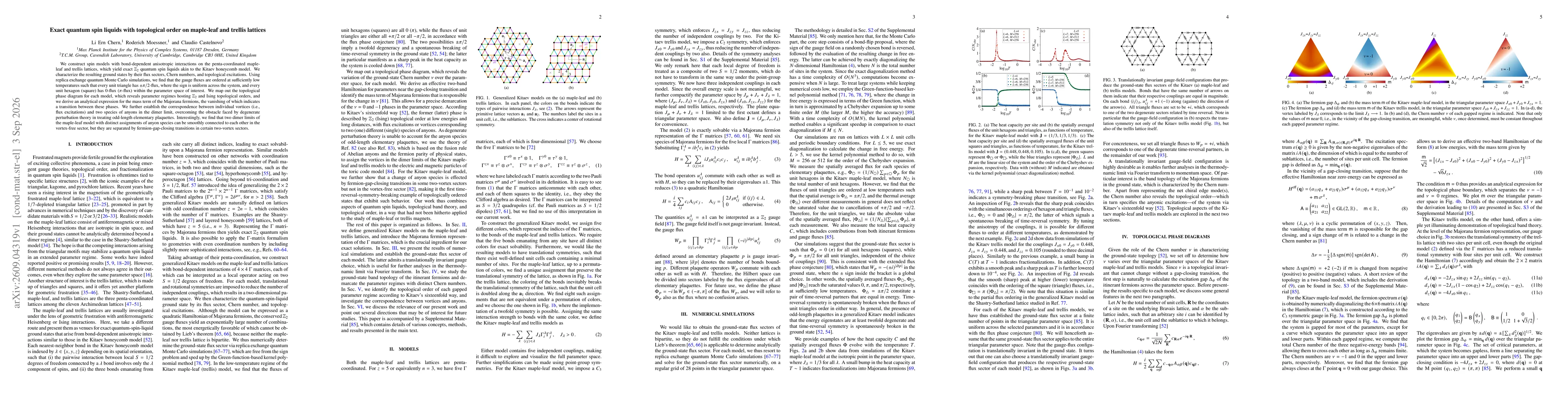 Thumbnail for Exact quantum spin liquids with topological order on maple-leaf and trellis lattices