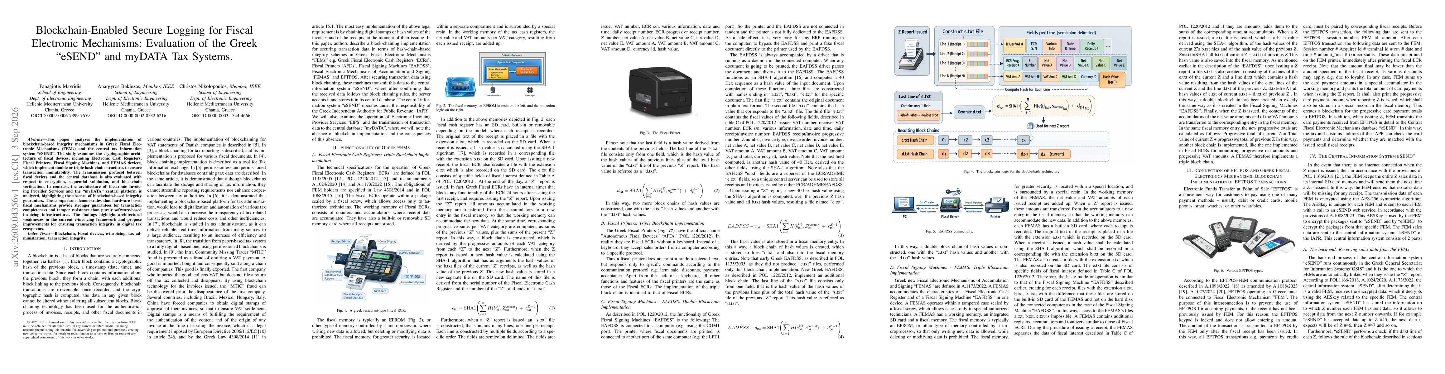 Thumbnail for Blockchain-Enabled Secure Logging for Fiscal Electronic Mechanisms: Evaluation of the Greek eSEND and myDATA Tax Systems