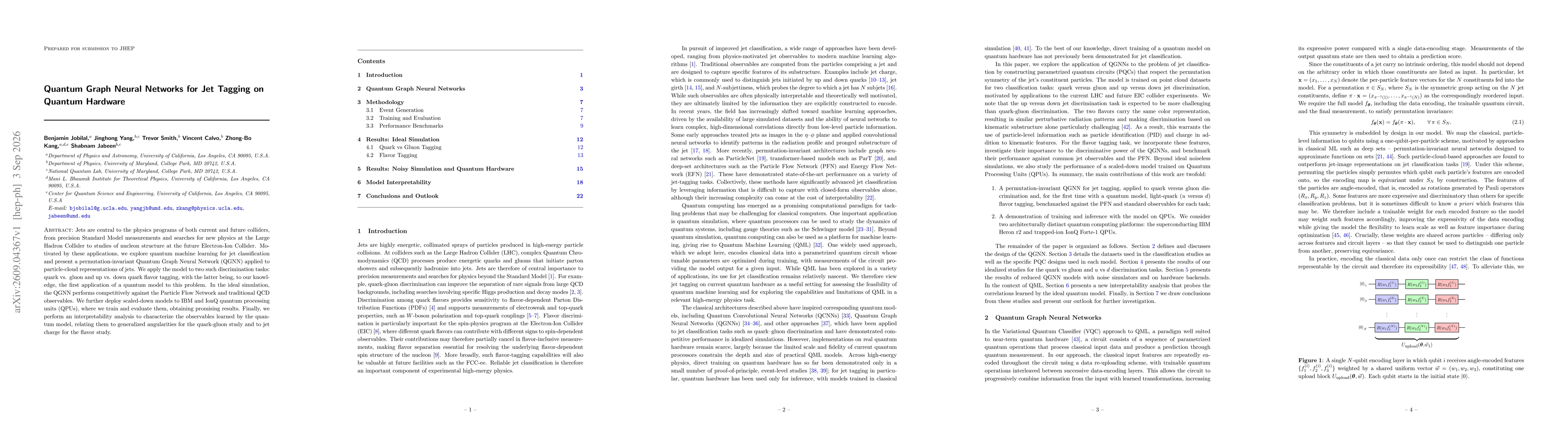 Thumbnail for Quantum Graph Neural Networks for Jet Tagging on Quantum Hardware