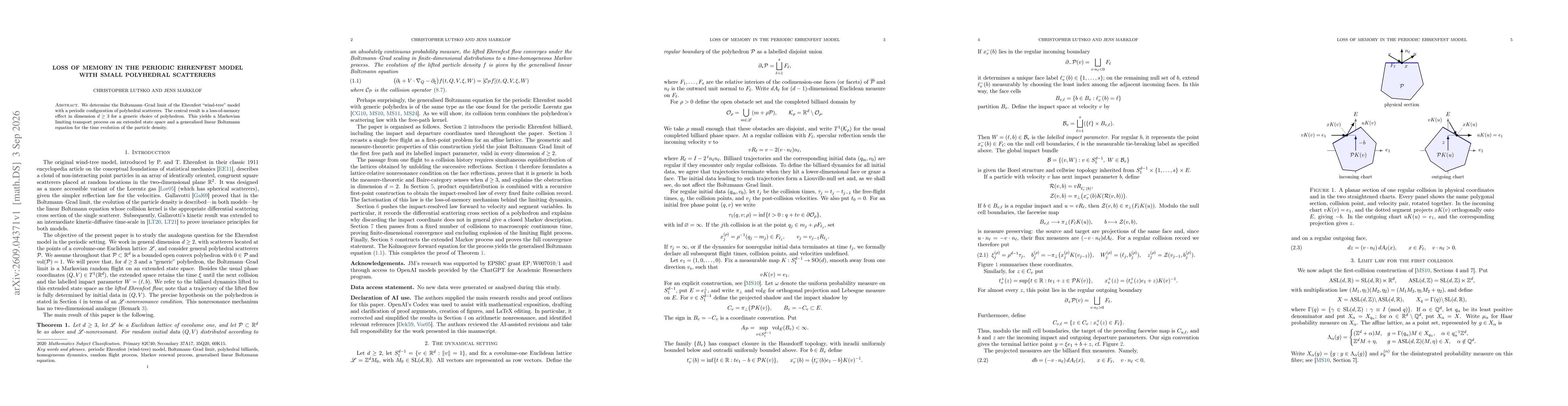 Thumbnail for Loss of memory in the periodic Ehrenfest model with small polyhedral scatterers