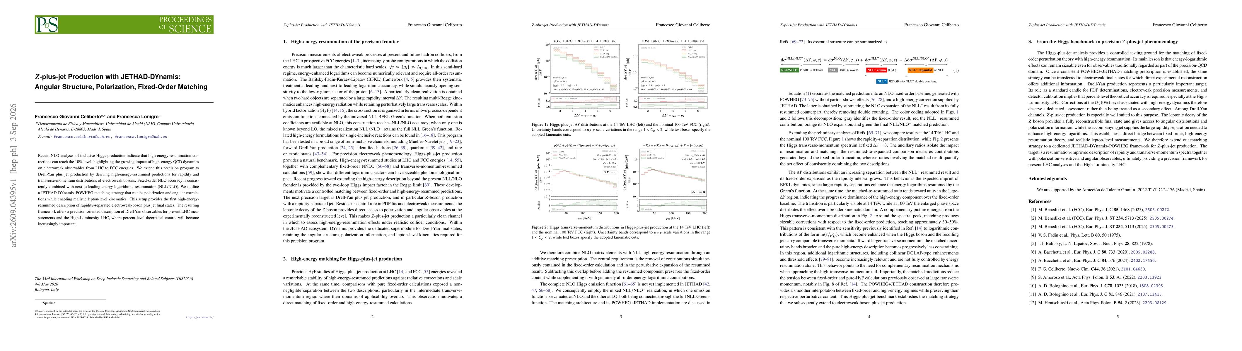 Thumbnail for $Z$-plus-jet Production with JETHAD-DYnamis: Angular Structure, Polarization, Fixed-Order Matching