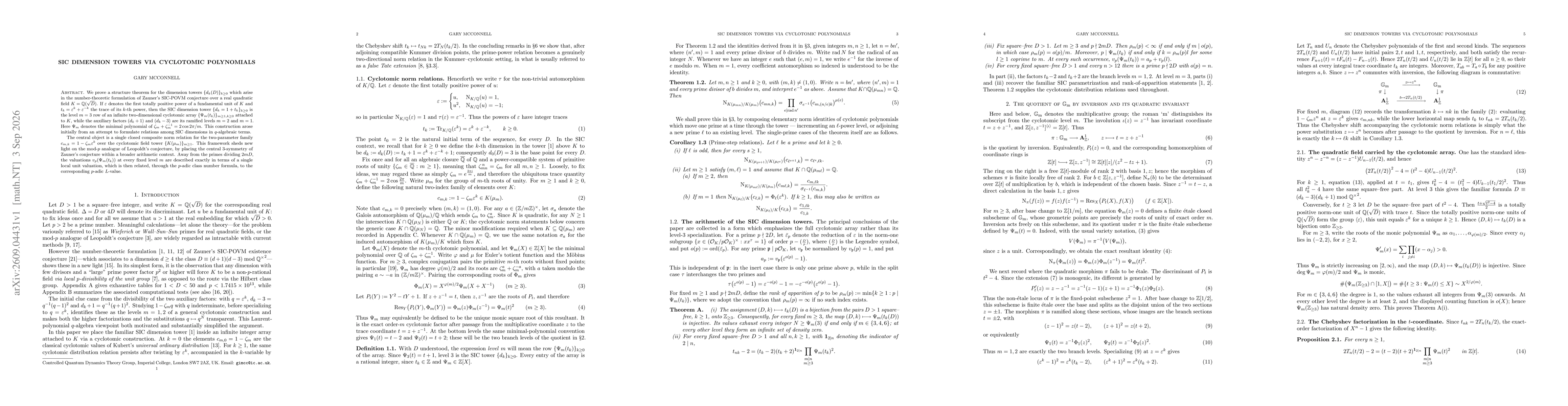 Thumbnail for SIC dimension towers via cyclotomic polynomials