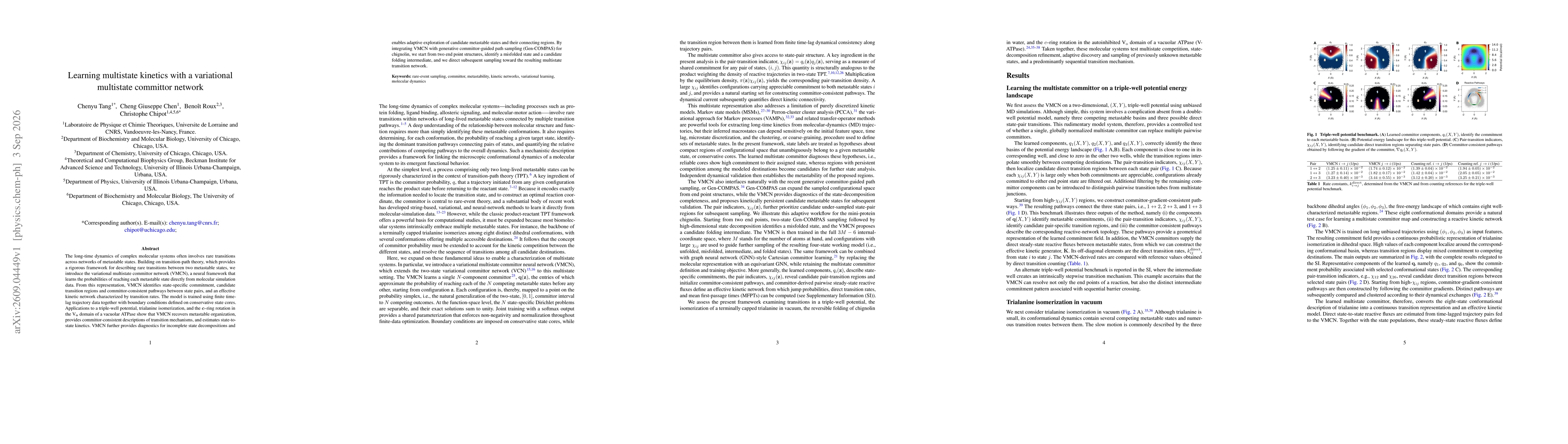 Thumbnail for Learning multistate kinetics with a variational multistate committor network
