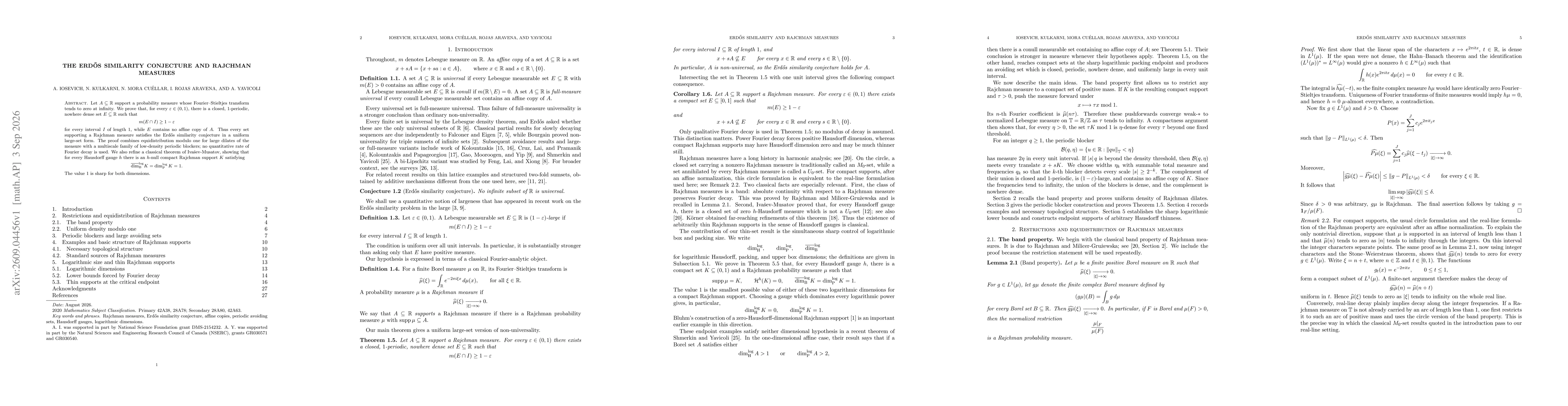 Thumbnail for The Erdős similarity conjecture and Rajchman measures