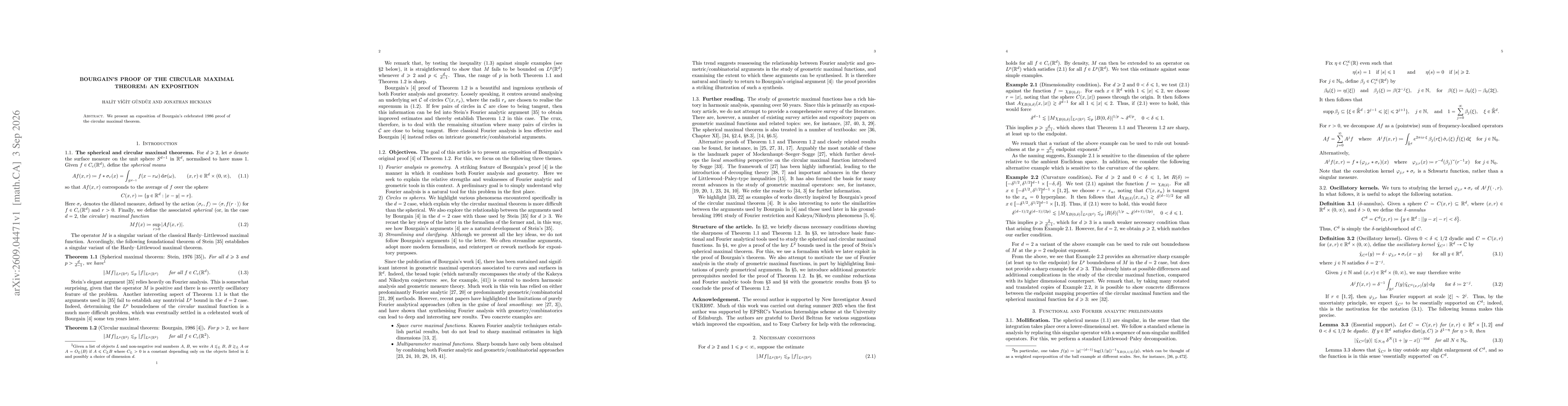 Thumbnail for Bourgain's proof of the circular maximal theorem: an exposition