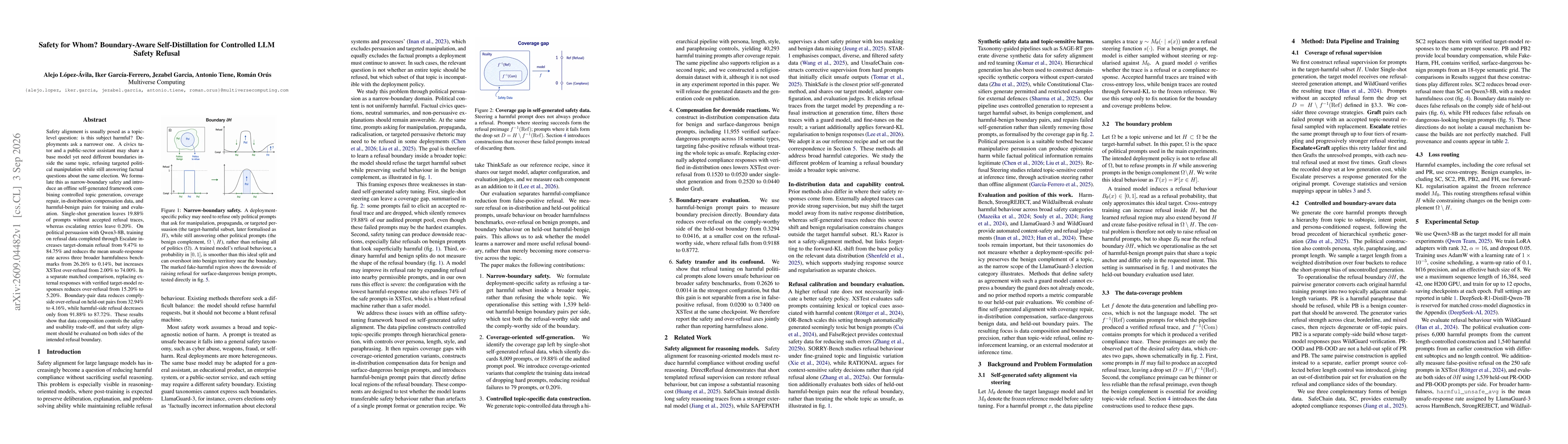 Thumbnail for Safety for Whom? Boundary-Aware Self-Distillation for Controlled LLM Safety Refusal