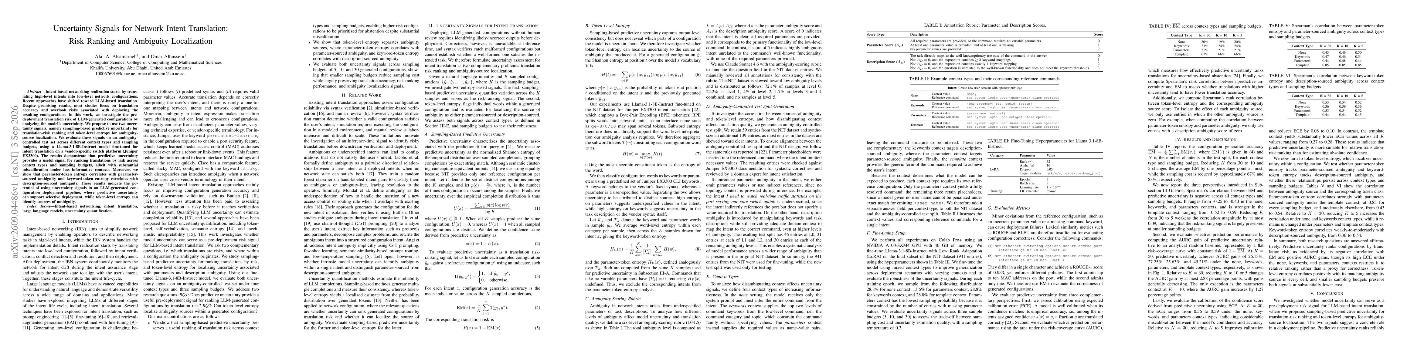 Thumbnail for Uncertainty Signals for Network Intent Translation: Risk Ranking and Ambiguity Localization