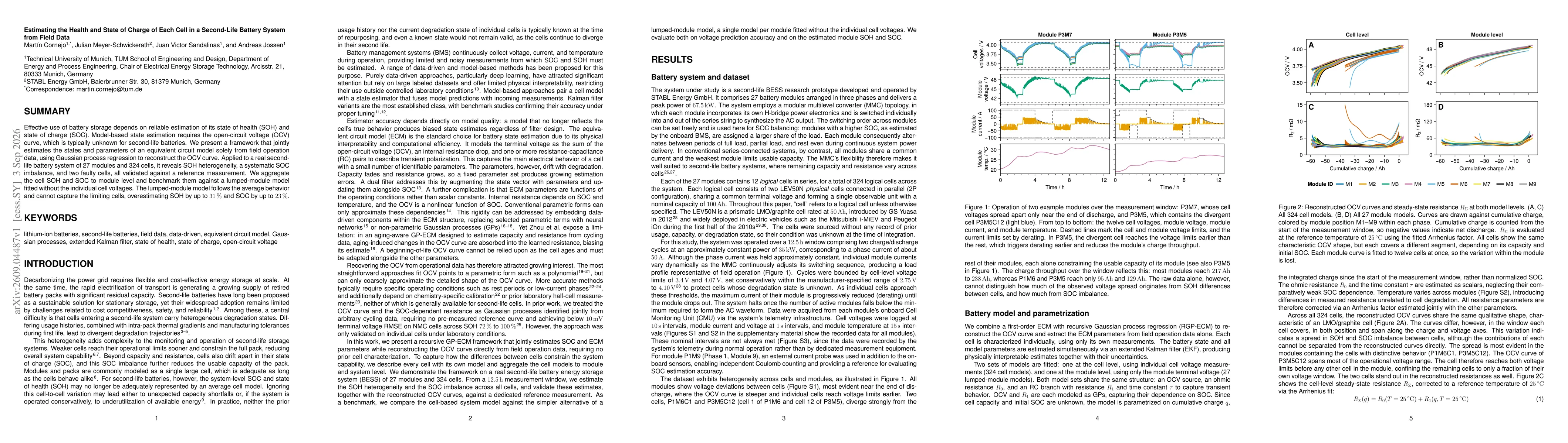 Thumbnail for Estimating the Health and State of Charge of Each Cell in a Second-Life Battery System from Field Data