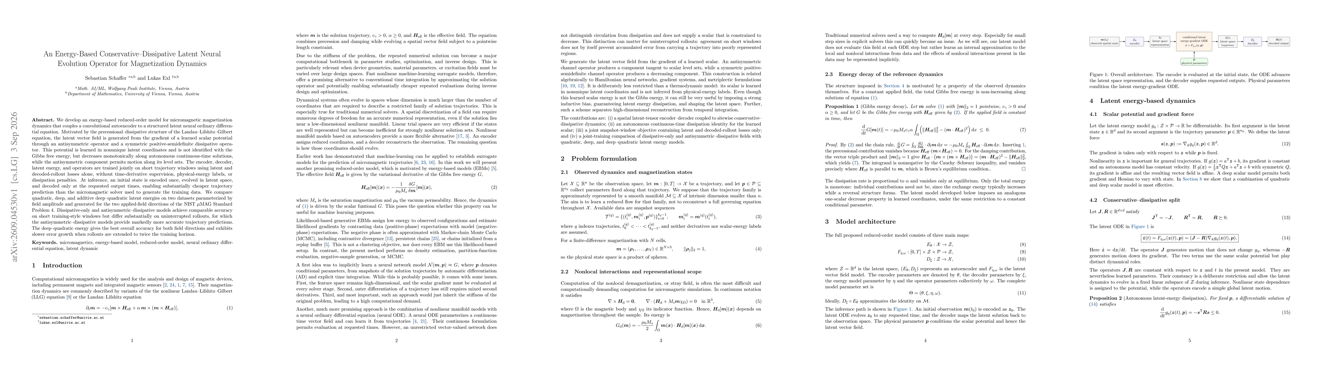 Thumbnail for An Energy-Based Conservative-Dissipative Latent Neural Evolution Operator for Magnetization Dynamics