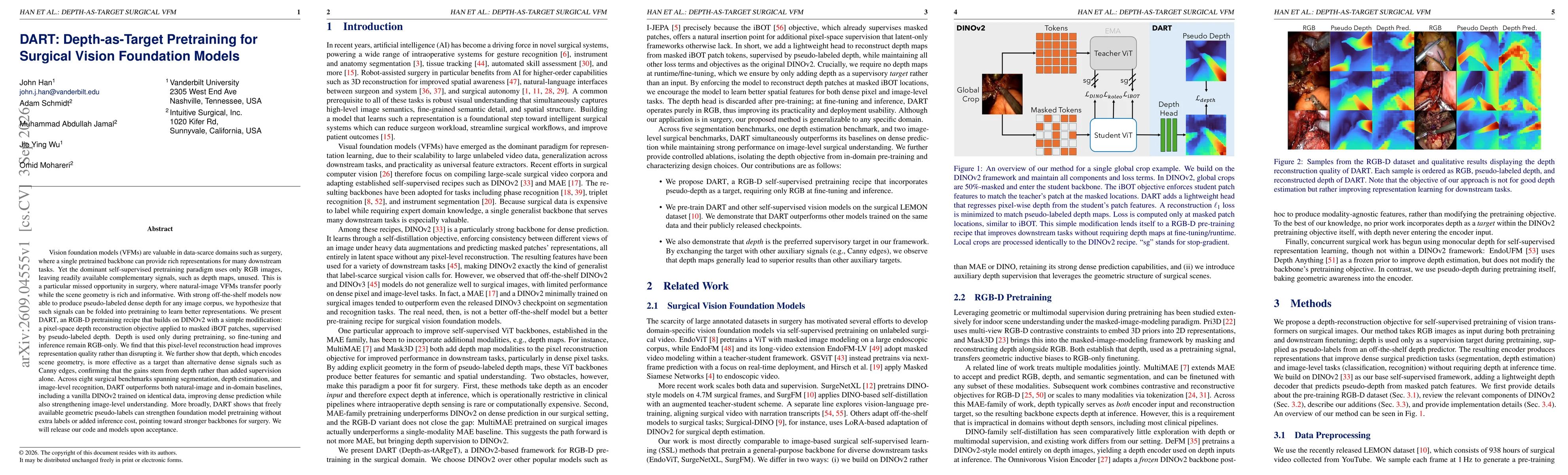 Thumbnail for DART: Depth-as-Target Pretraining for Surgical Vision Foundation Models
