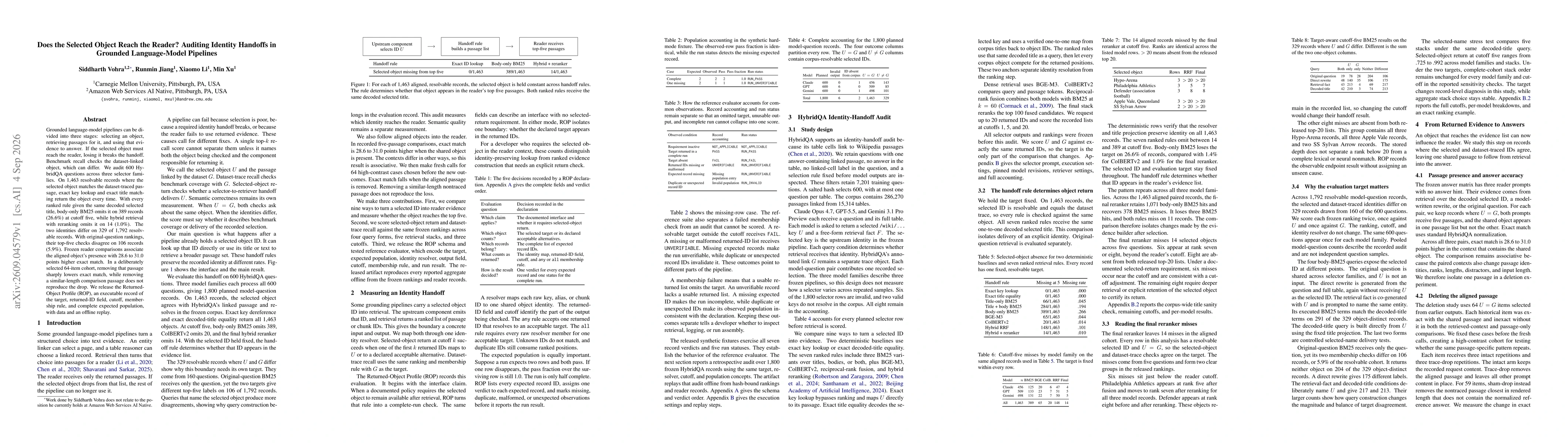 Thumbnail for Does the Selected Object Reach the Reader? Auditing Identity Handoffs in Grounded Language-Model Pipelines