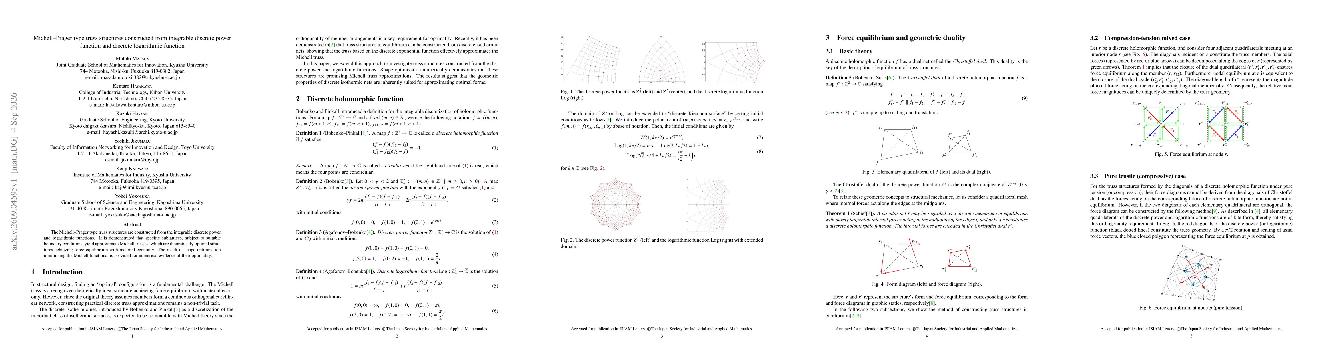 Thumbnail for Michell-Prager type truss structures constructed from integrable discrete power function and discrete logarithmic function